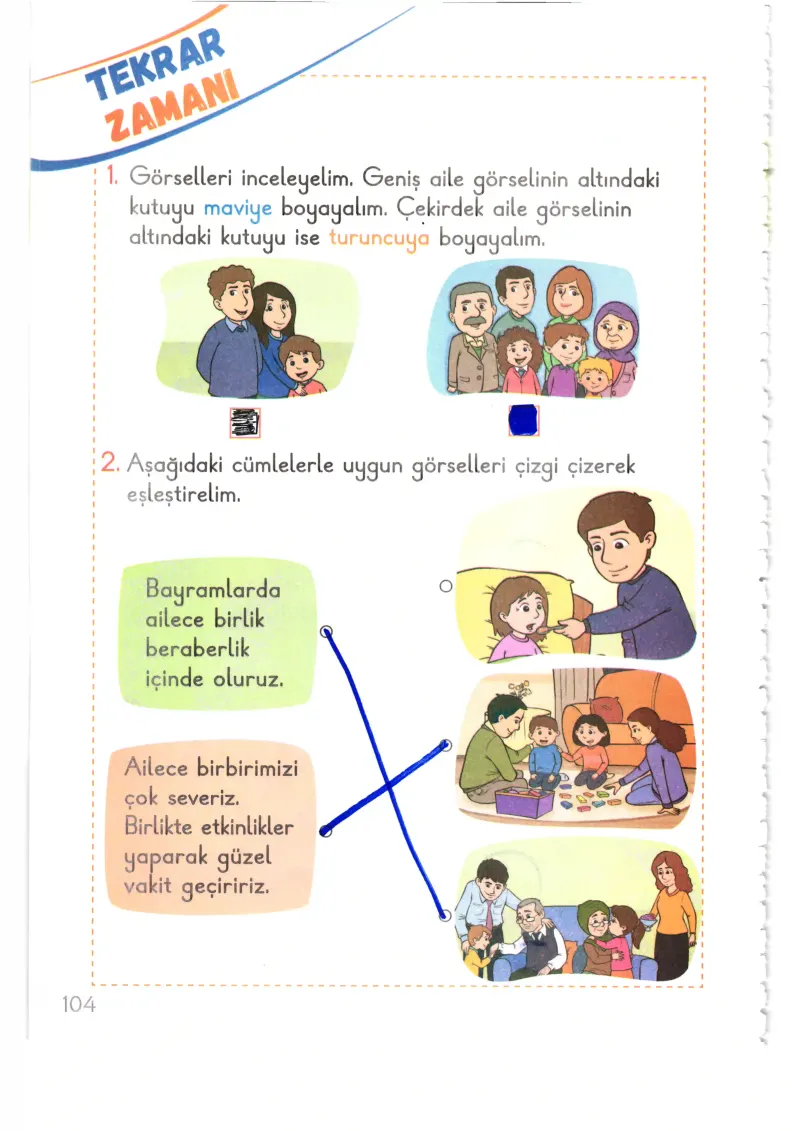 1. Sınıf Hayat Bilgisi Ders Kitabı Cevapları Meb Yayınları 1. Kitap Sayfa 104 Çözüm Görseli