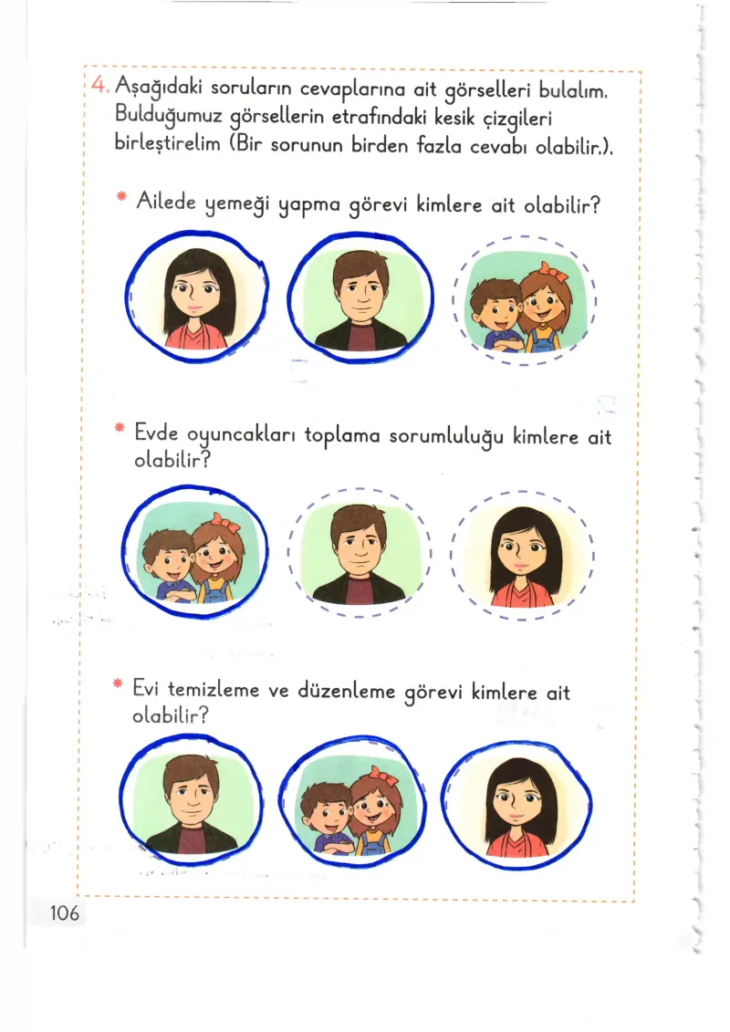 1. Sınıf Hayat Bilgisi Ders Kitabı Cevapları Meb Yayınları 1. Kitap Sayfa 106 Çözüm Görseli