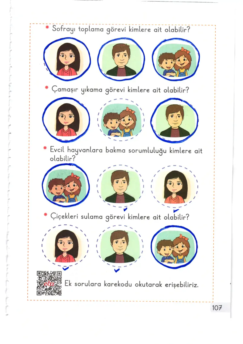 1. Sınıf Hayat Bilgisi Ders Kitabı Cevapları Meb Yayınları 1. Kitap Sayfa 107 Çözüm Görseli