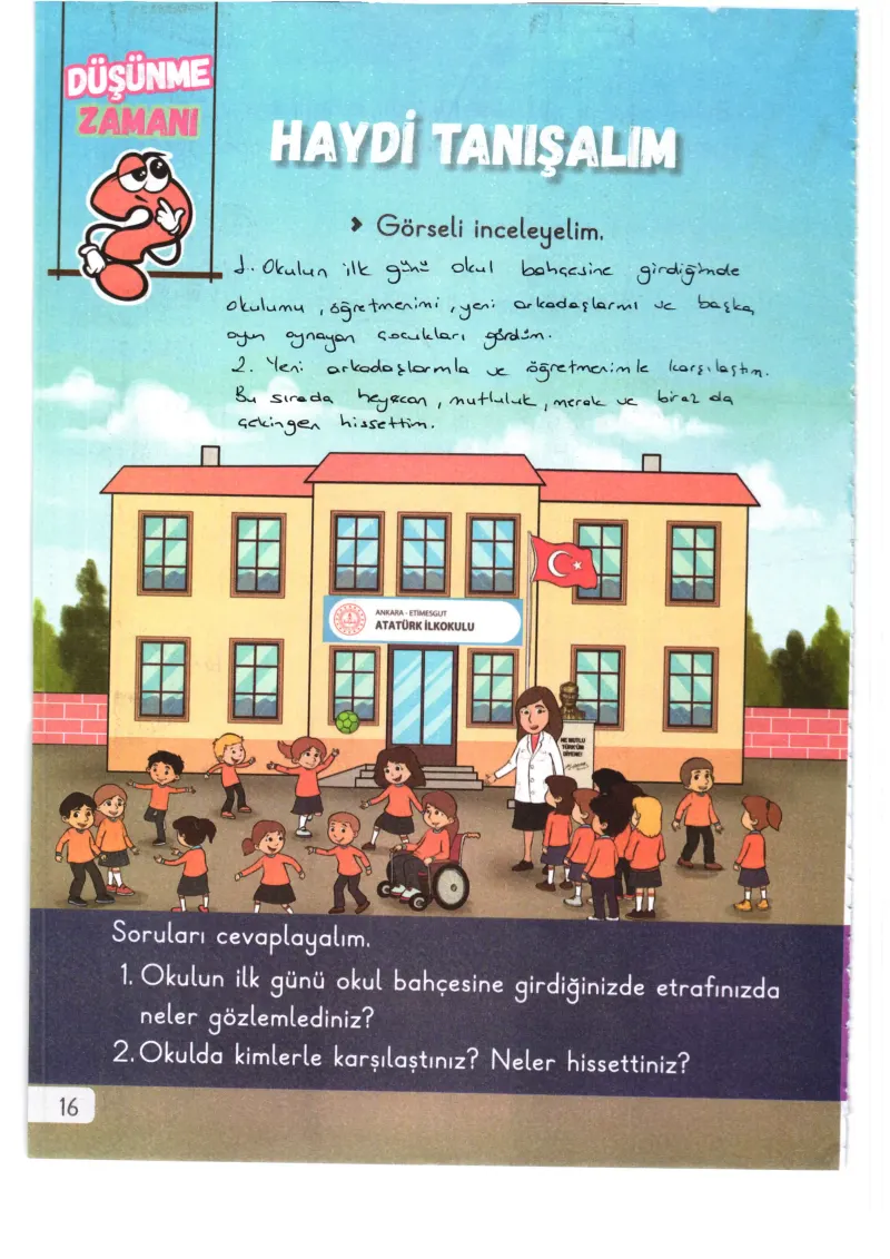 1. Sınıf Hayat Bilgisi Ders Kitabı Cevapları Meb Yayınları 1. Kitap Sayfa 16 Çözüm Görseli