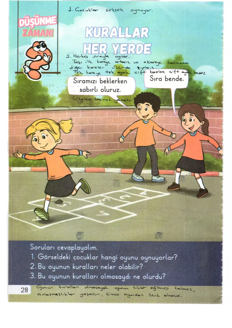 1. Sınıf Hayat Bilgisi Ders Kitabı Cevapları Meb Yayınları 1. Kitap Sayfa 28 Çözüm Görseli