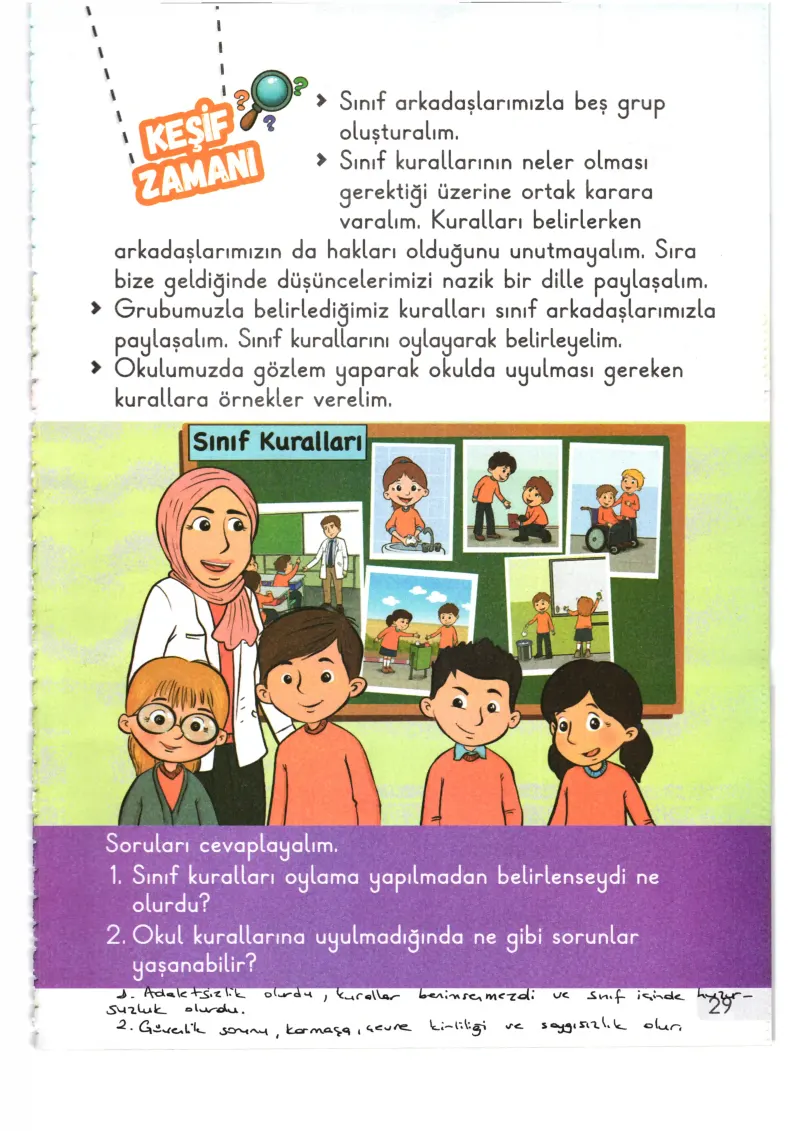 1. Sınıf Hayat Bilgisi Ders Kitabı Cevapları Meb Yayınları 1. Kitap Sayfa 29 Çözüm Görseli