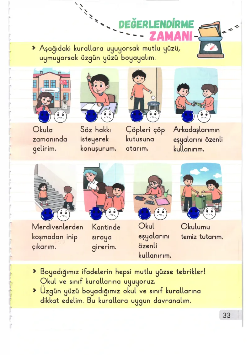 1. Sınıf Hayat Bilgisi Ders Kitabı Cevapları Meb Yayınları 1. Kitap Sayfa 33 Çözüm Görseli