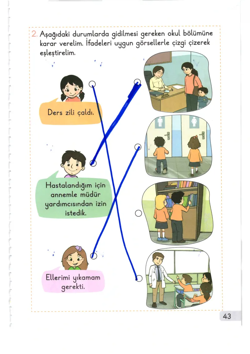 1. Sınıf Hayat Bilgisi Ders Kitabı Cevapları Meb Yayınları 1. Kitap Sayfa 43 Çözüm Görseli