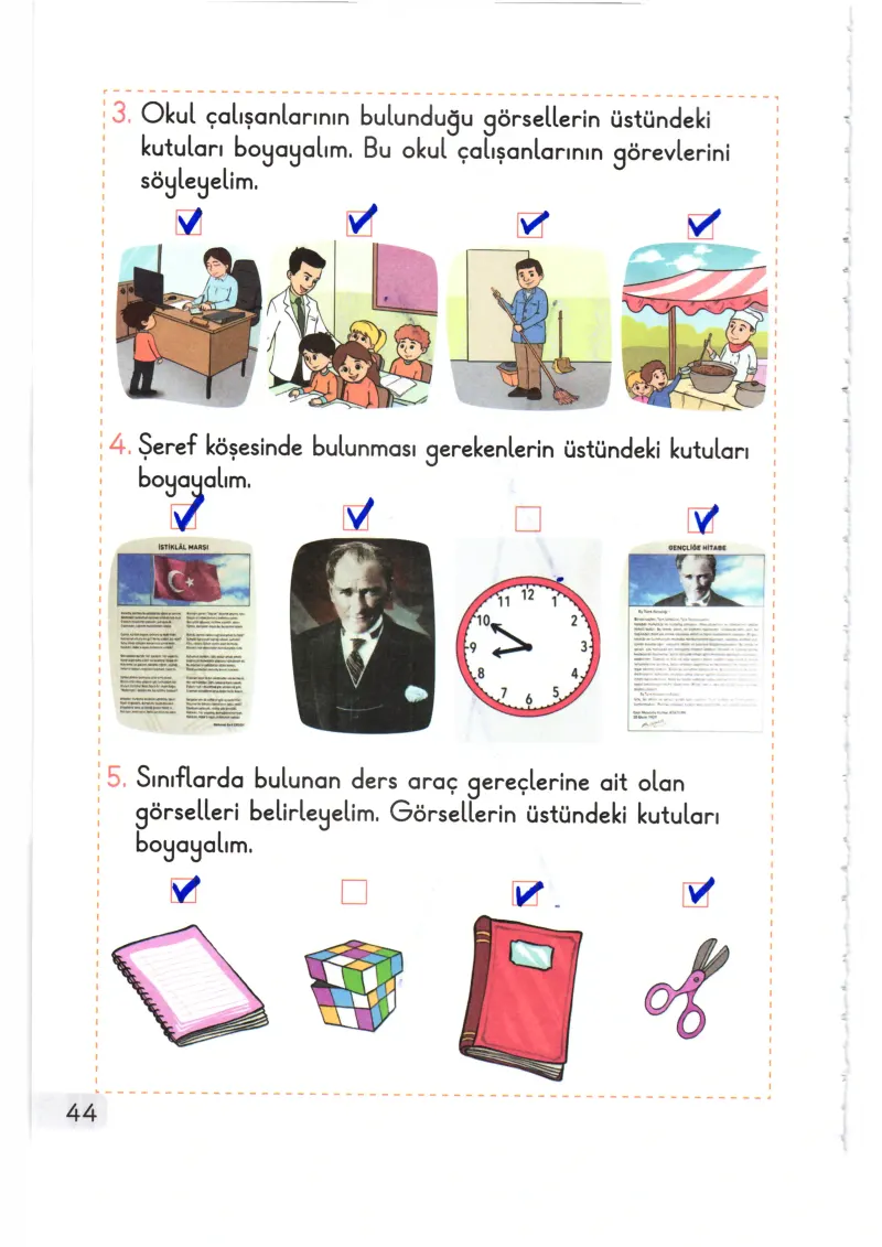 1. Sınıf Hayat Bilgisi Ders Kitabı Cevapları Meb Yayınları 1. Kitap Sayfa 44 Çözüm Görseli