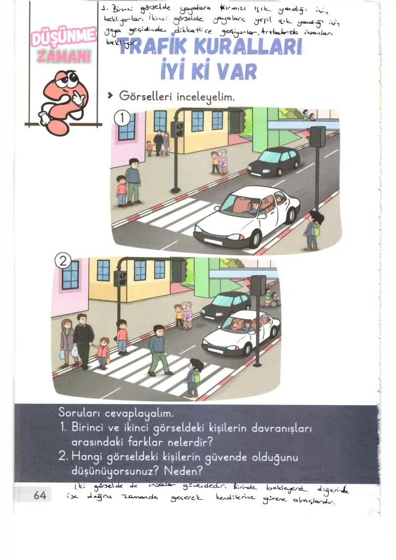 1. Sınıf Hayat Bilgisi Ders Kitabı Cevapları Meb Yayınları 1. Kitap Sayfa 64 Çözüm Görseli