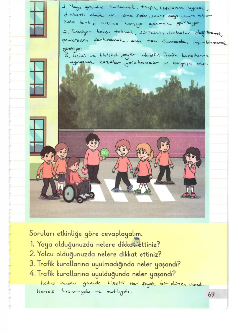 1. Sınıf Hayat Bilgisi Ders Kitabı Cevapları Meb Yayınları 1. Kitap Sayfa 69 Çözüm Görseli