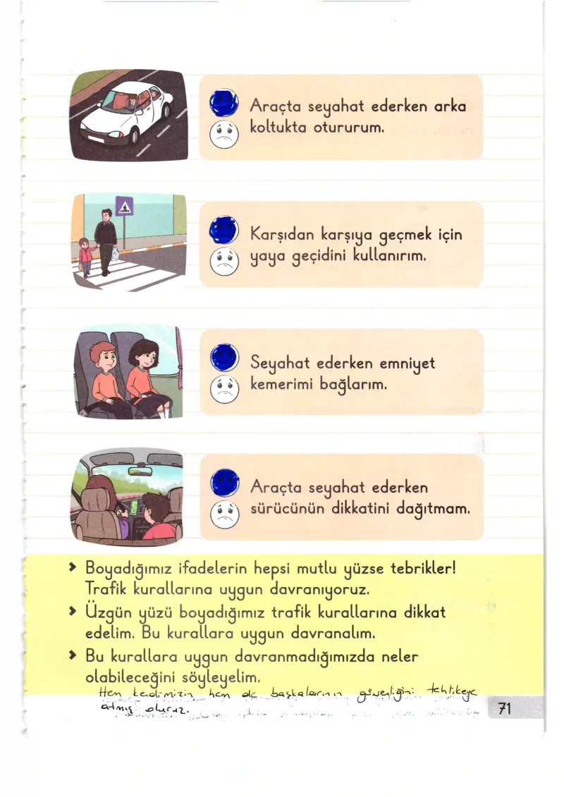 1. Sınıf Hayat Bilgisi Ders Kitabı Cevapları Meb Yayınları 1. Kitap Sayfa 71 Çözüm Görseli