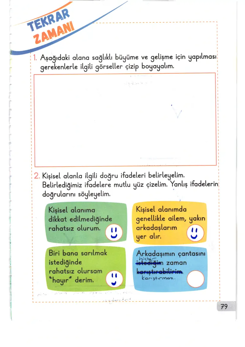 1. Sınıf Hayat Bilgisi Ders Kitabı Cevapları Meb Yayınları 1. Kitap Sayfa 79 Çözüm Görseli