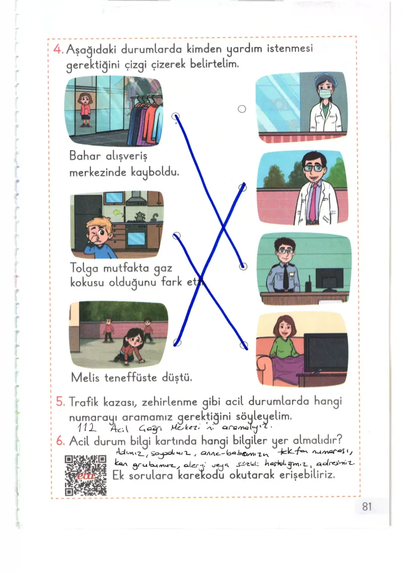 1. Sınıf Hayat Bilgisi Ders Kitabı Cevapları Meb Yayınları 1. Kitap Sayfa 81 Çözüm Görseli