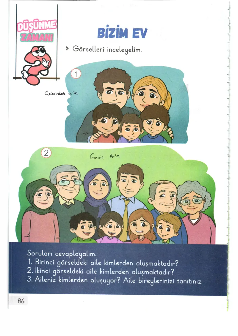 1. Sınıf Hayat Bilgisi Ders Kitabı Cevapları Meb Yayınları 1. Kitap Sayfa 86 Çözüm Görseli