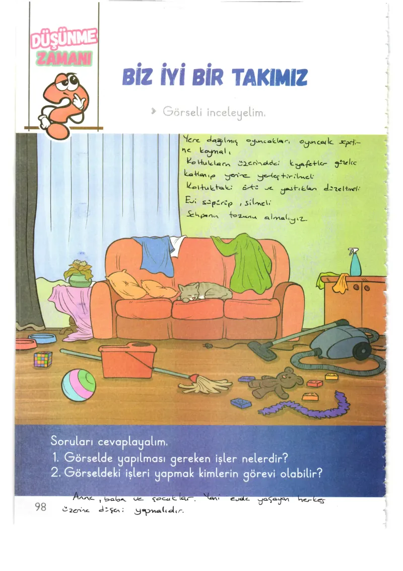 1. Sınıf Hayat Bilgisi Ders Kitabı Cevapları Meb Yayınları 1. Kitap Sayfa 98 Çözüm Görseli
