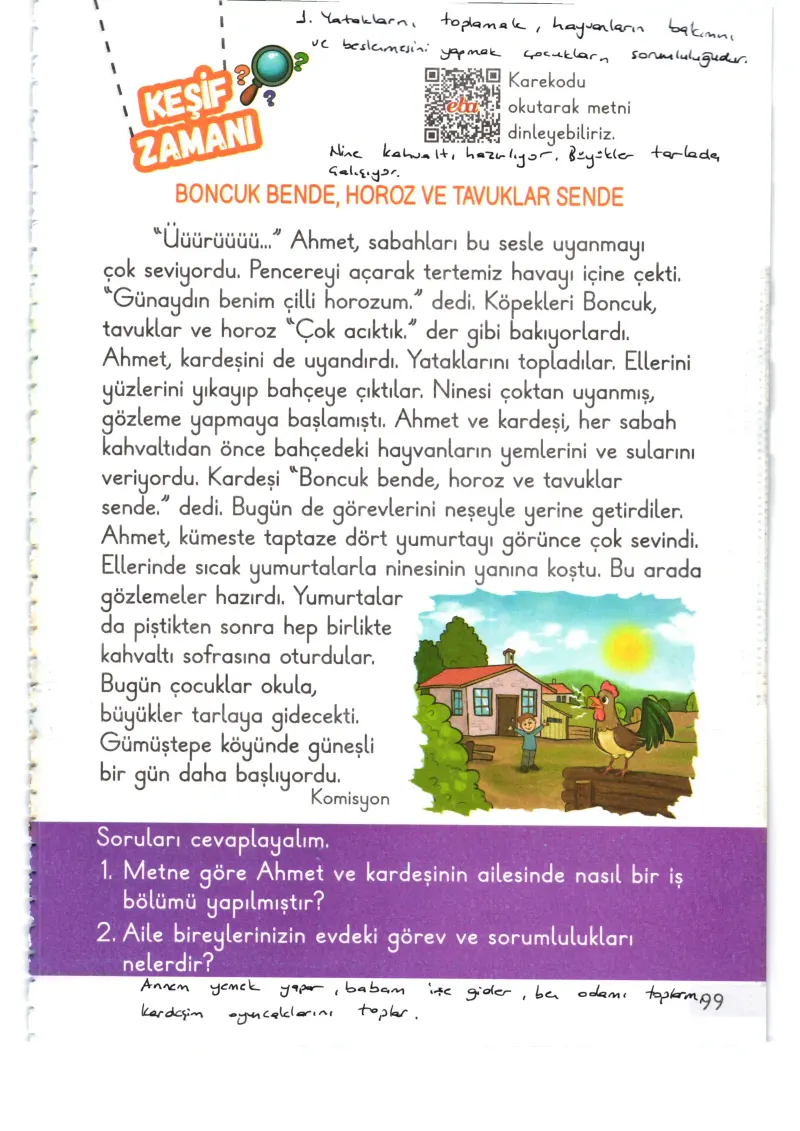 1. Sınıf Hayat Bilgisi Ders Kitabı Cevapları Meb Yayınları 1. Kitap Sayfa 99 Çözüm Görseli