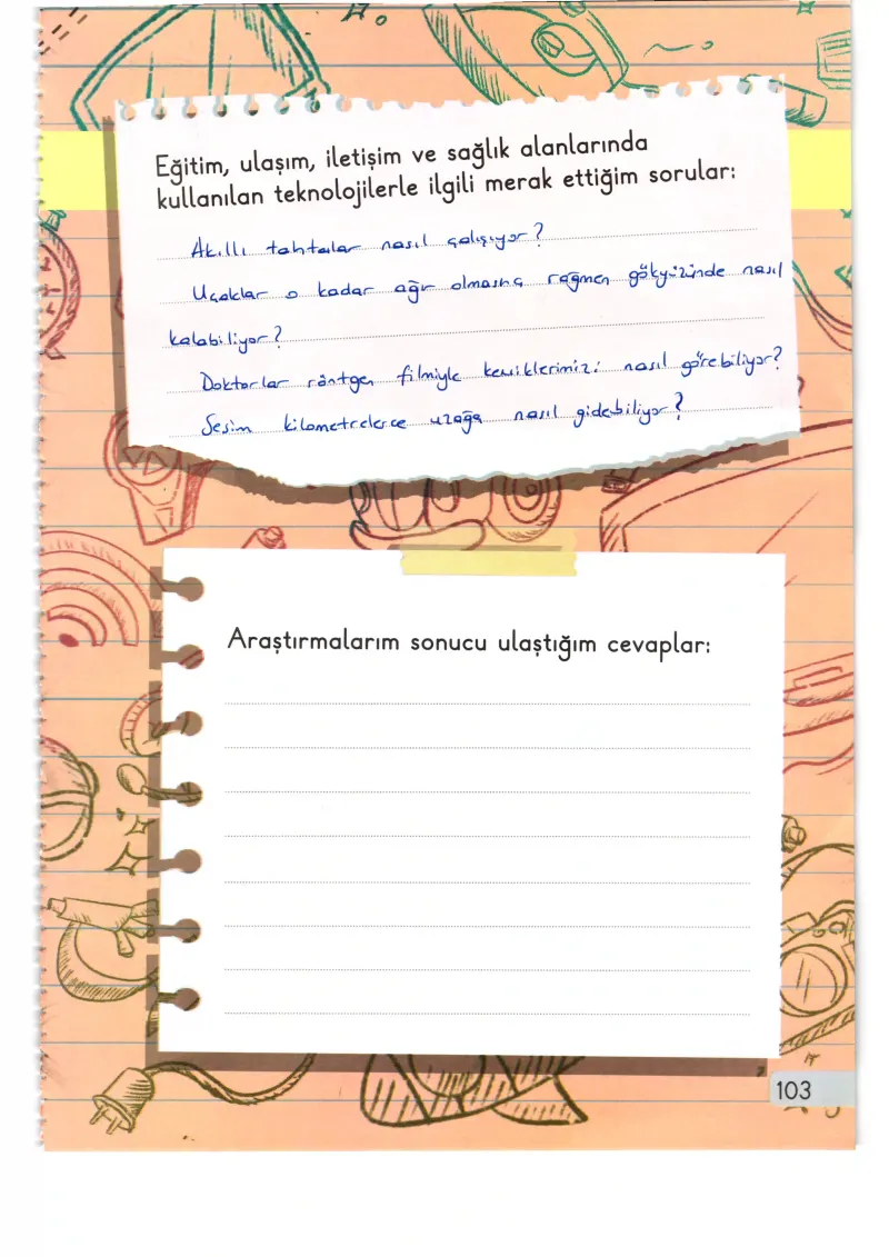 1. Sınıf Hayat Bilgisi Ders Kitabı Cevapları Meb Yayınları 2. Kitap Sayfa 103 Çözüm Görseli