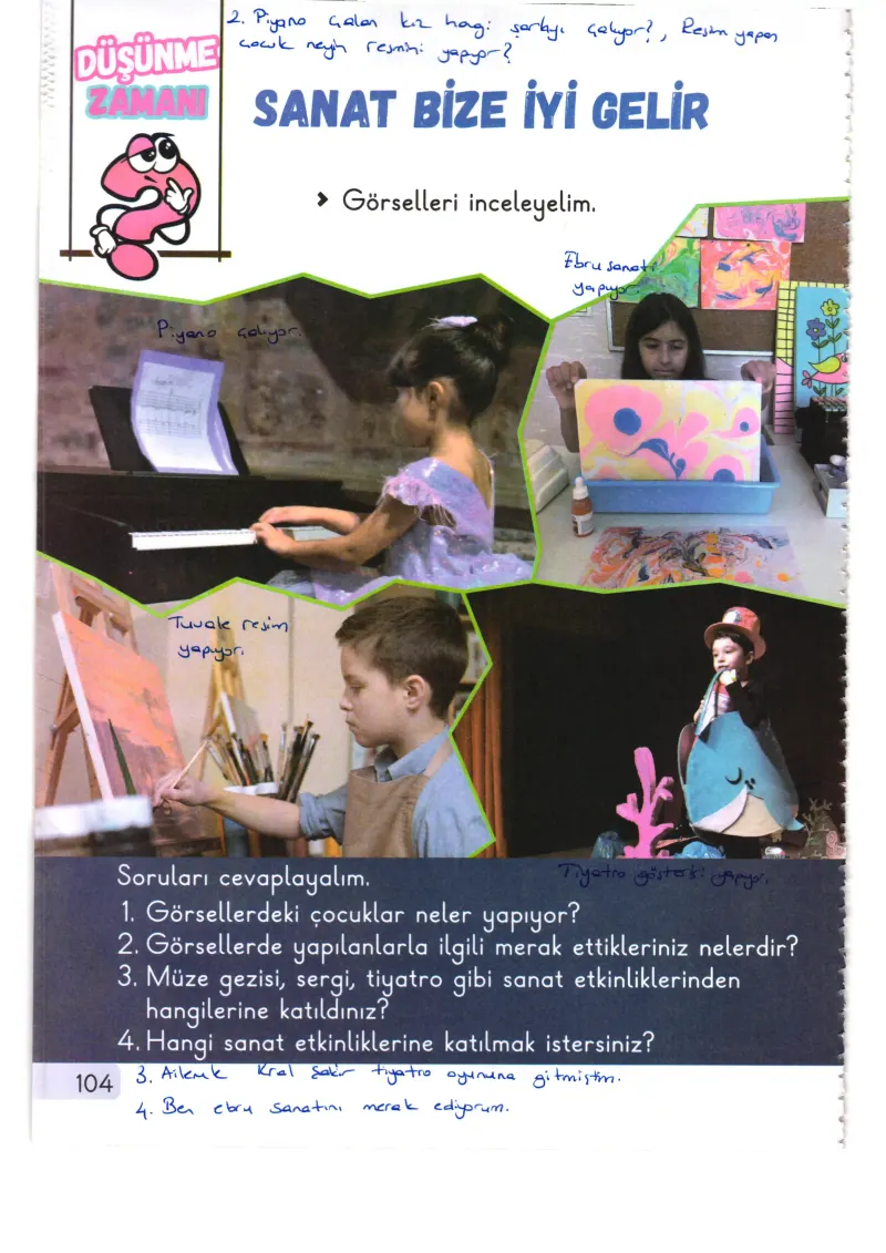 1. Sınıf Hayat Bilgisi Ders Kitabı Cevapları Meb Yayınları 2. Kitap Sayfa 104 Çözüm Görseli