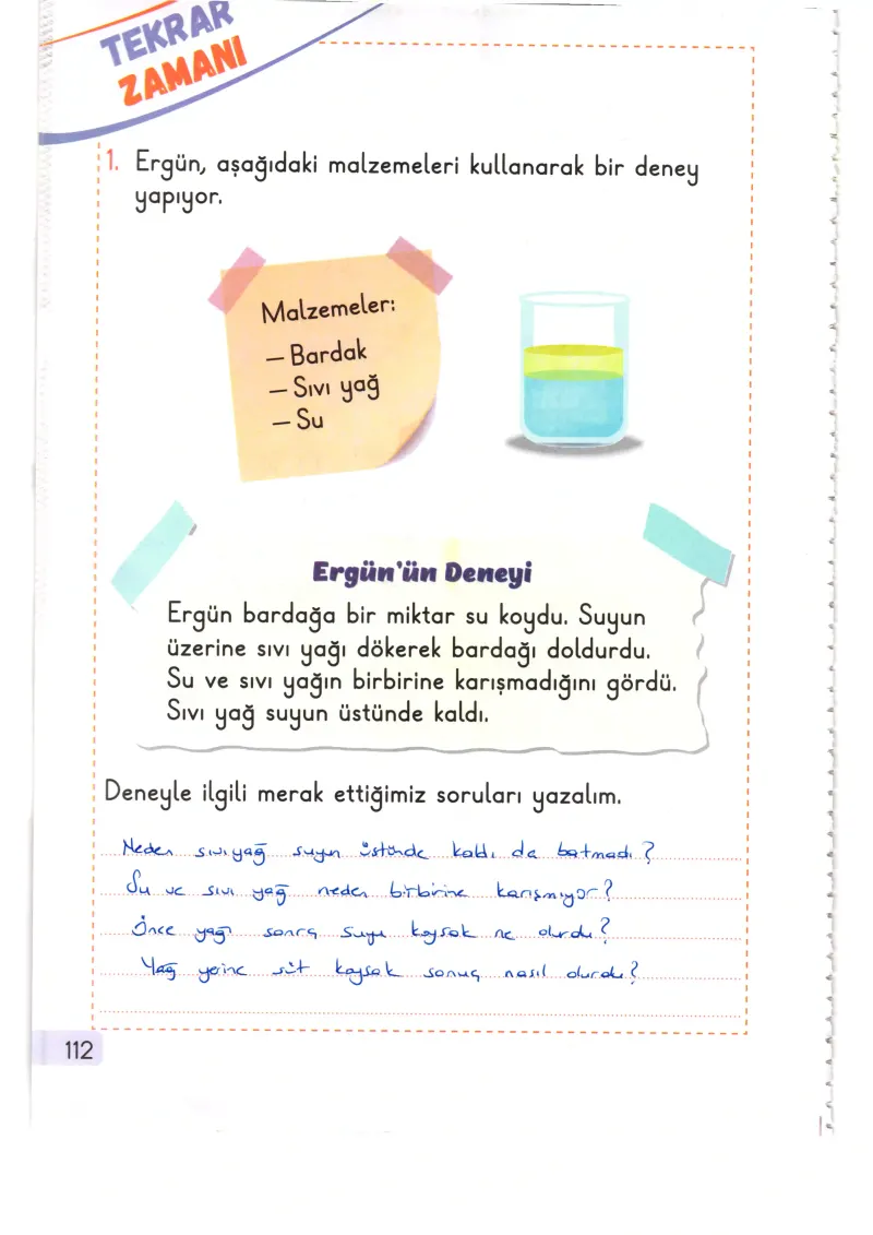 1. Sınıf Hayat Bilgisi Ders Kitabı Cevapları Meb Yayınları 2. Kitap Sayfa 112 Çözüm Görseli