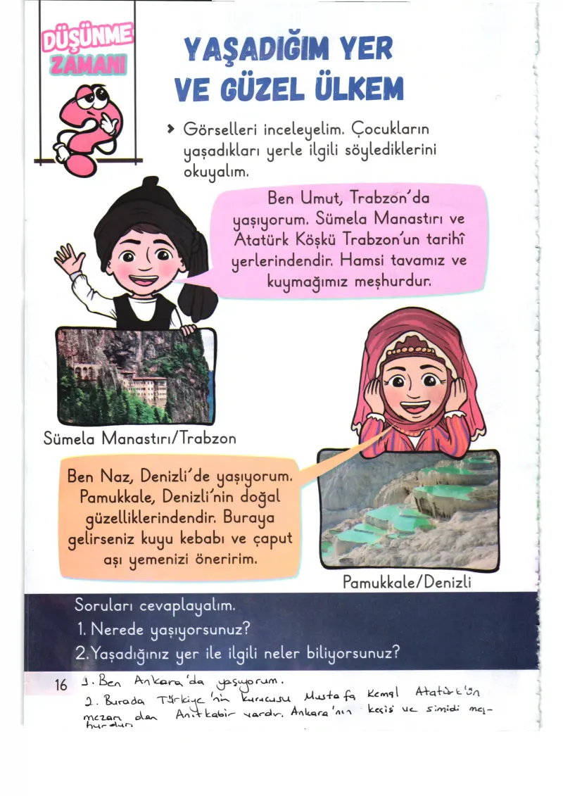 1. Sınıf Hayat Bilgisi Ders Kitabı Cevapları Meb Yayınları 2. Kitap Sayfa 16 Çözüm Görseli