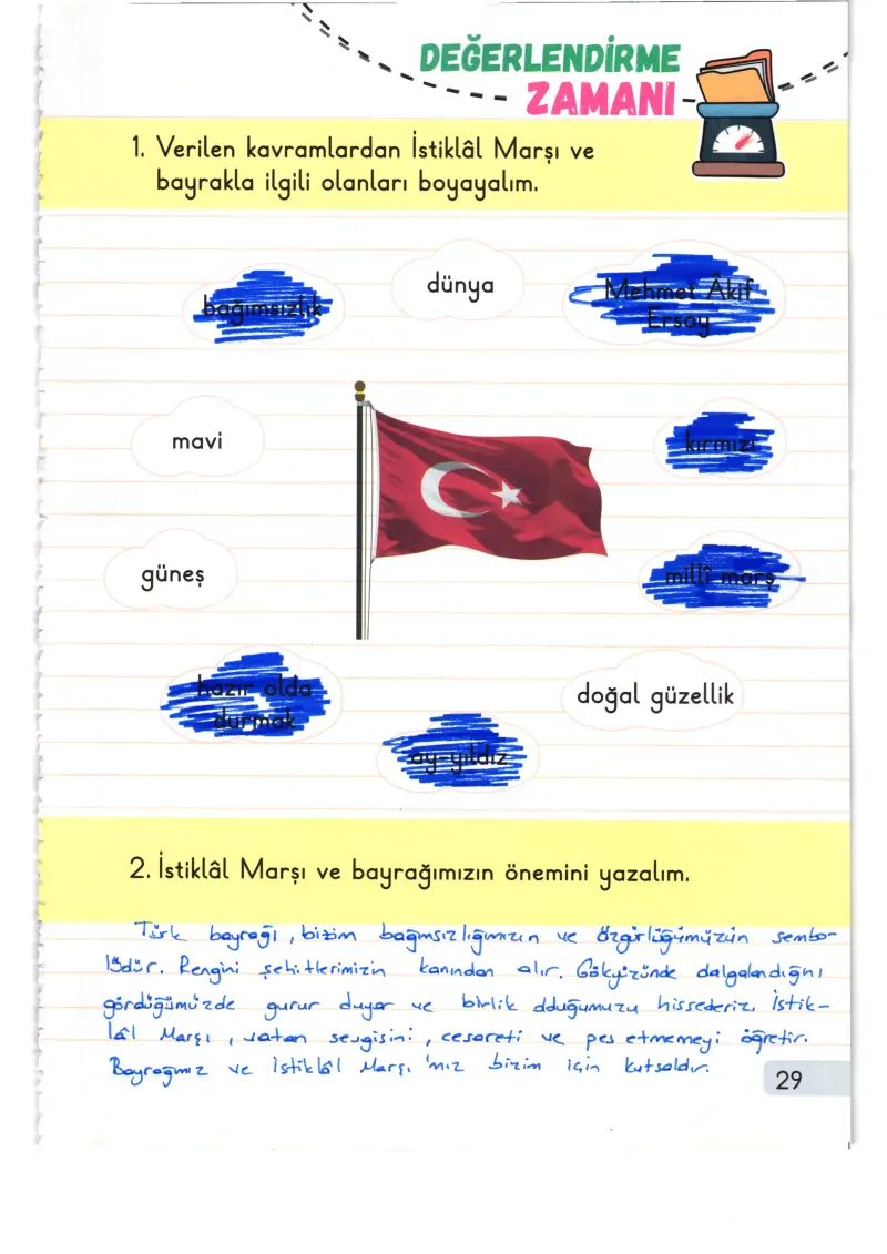 1. Sınıf Hayat Bilgisi Ders Kitabı Cevapları Meb Yayınları 2. Kitap Sayfa 29 Çözüm Görseli