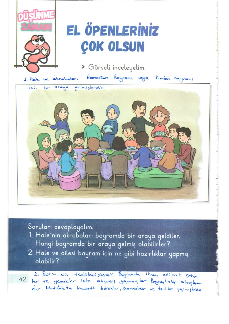 1. Sınıf Hayat Bilgisi Ders Kitabı Cevapları Meb Yayınları 2. Kitap Sayfa 42 Çözüm Görseli