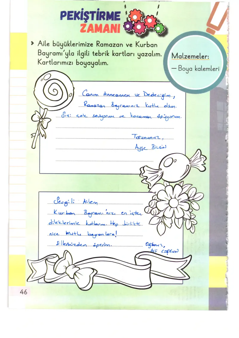 1. Sınıf Hayat Bilgisi Ders Kitabı Cevapları Meb Yayınları 2. Kitap Sayfa 46 Çözüm Görseli