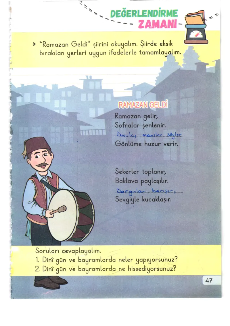 1. Sınıf Hayat Bilgisi Ders Kitabı Cevapları Meb Yayınları 2. Kitap Sayfa 47 Çözüm Görseli