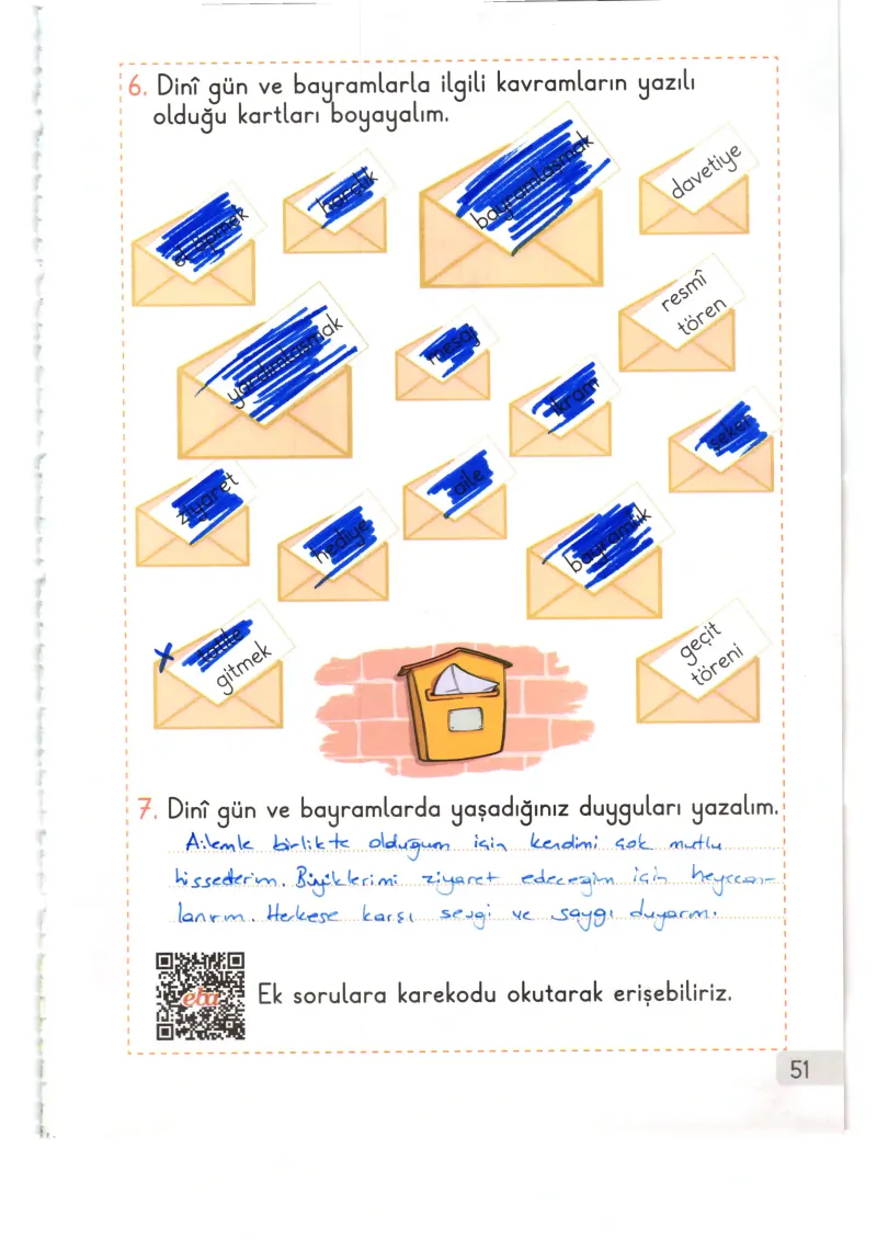 1. Sınıf Hayat Bilgisi Ders Kitabı Cevapları Meb Yayınları 2. Kitap Sayfa 51 Çözüm Görseli