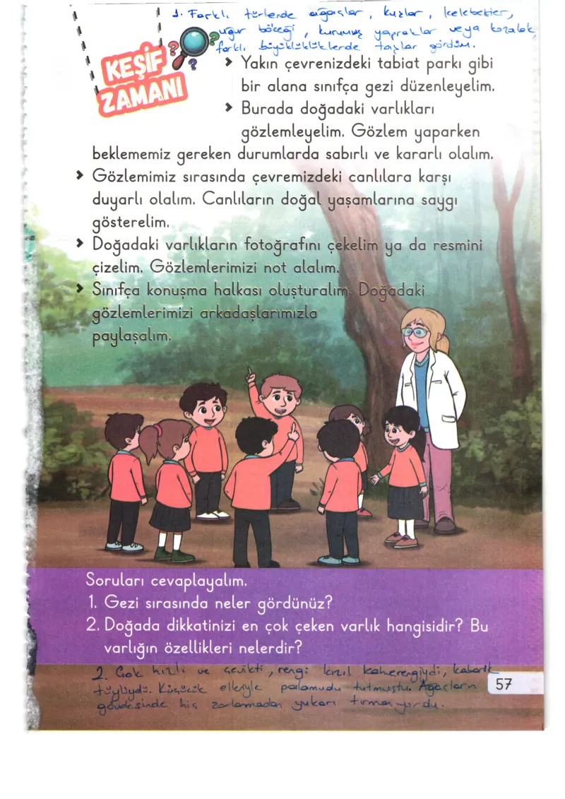 1. Sınıf Hayat Bilgisi Ders Kitabı Cevapları Meb Yayınları 2. Kitap Sayfa 57 Çözüm Görseli