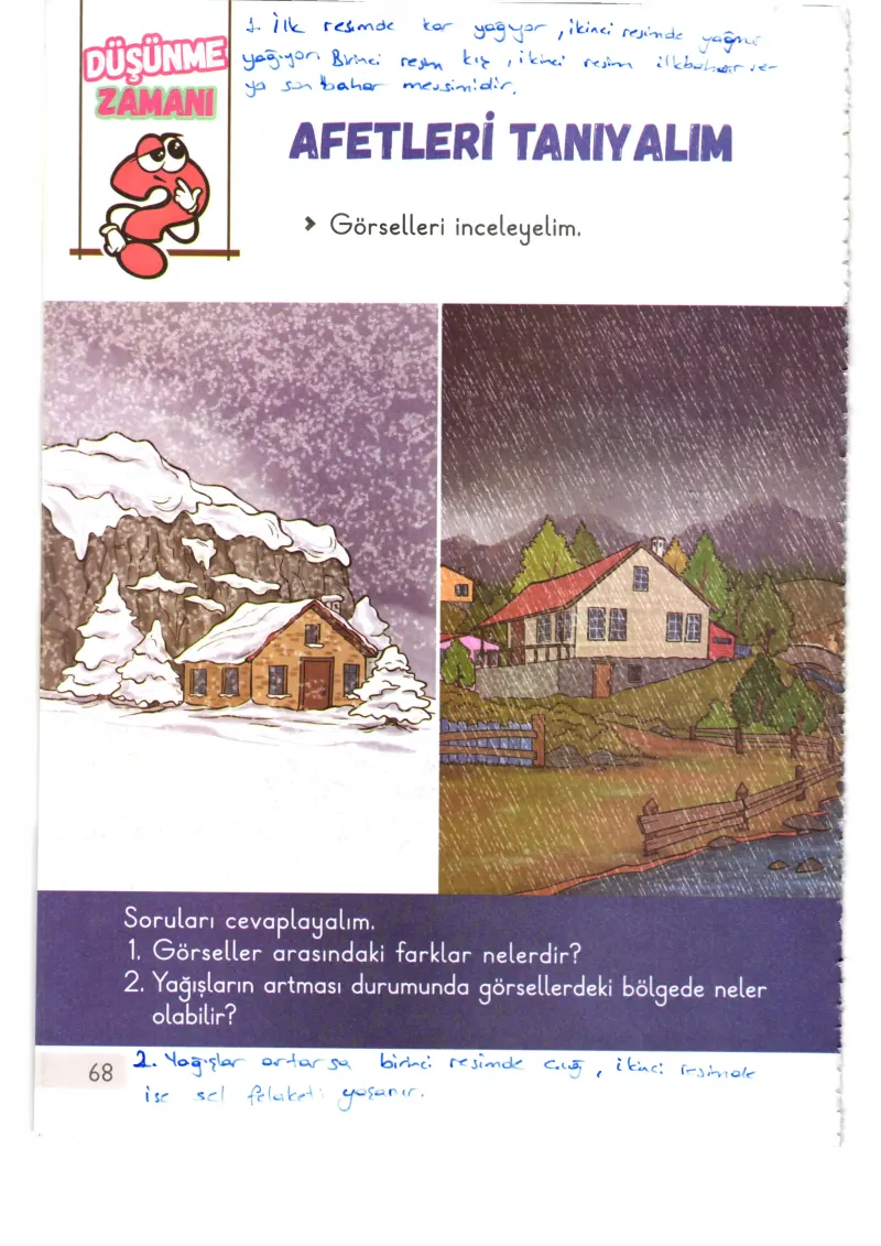 1. Sınıf Hayat Bilgisi Ders Kitabı Cevapları Meb Yayınları 2. Kitap Sayfa 68 Çözüm Görseli