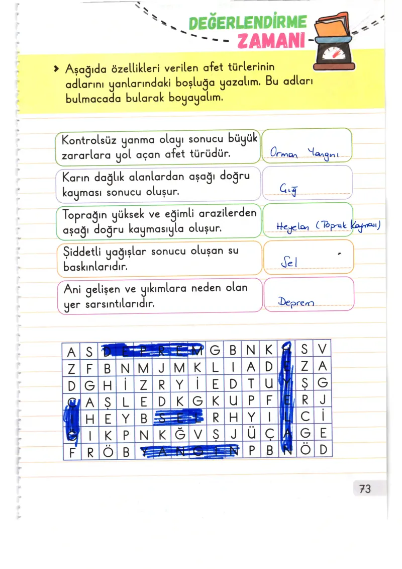 1. Sınıf Hayat Bilgisi Ders Kitabı Cevapları Meb Yayınları 2. Kitap Sayfa 73 Çözüm Görseli