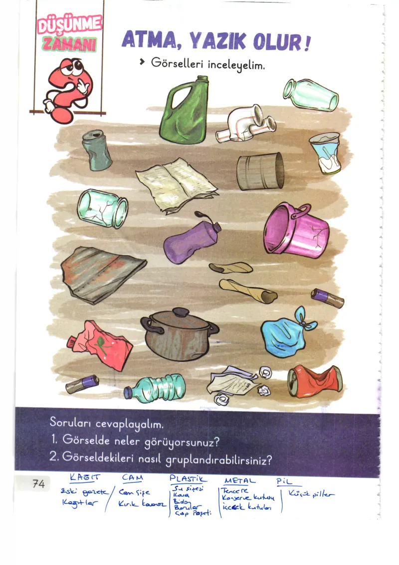 1. Sınıf Hayat Bilgisi Ders Kitabı Cevapları Meb Yayınları 2. Kitap Sayfa 74 Çözüm Görseli
