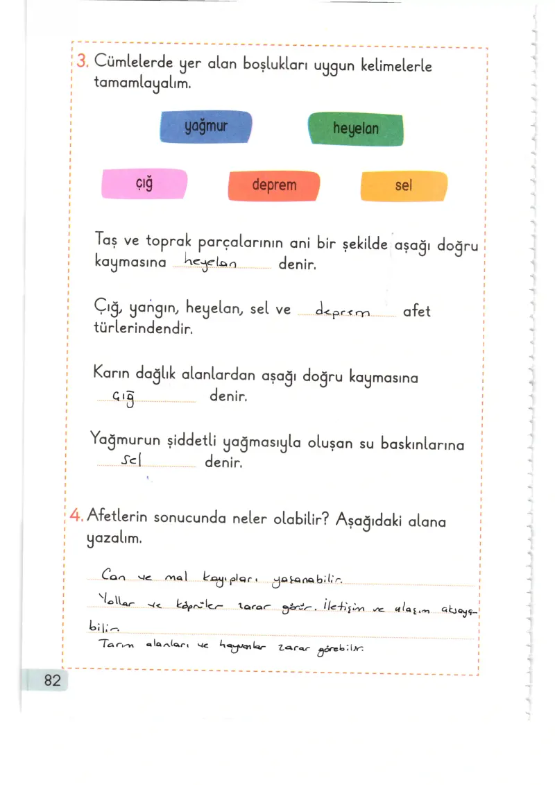 1. Sınıf Hayat Bilgisi Ders Kitabı Cevapları Meb Yayınları 2. Kitap Sayfa 82 Çözüm Görseli