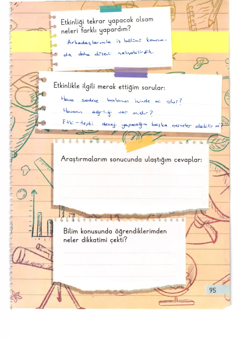 1. Sınıf Hayat Bilgisi Ders Kitabı Cevapları Meb Yayınları 2. Kitap Sayfa 95 Çözüm Görseli