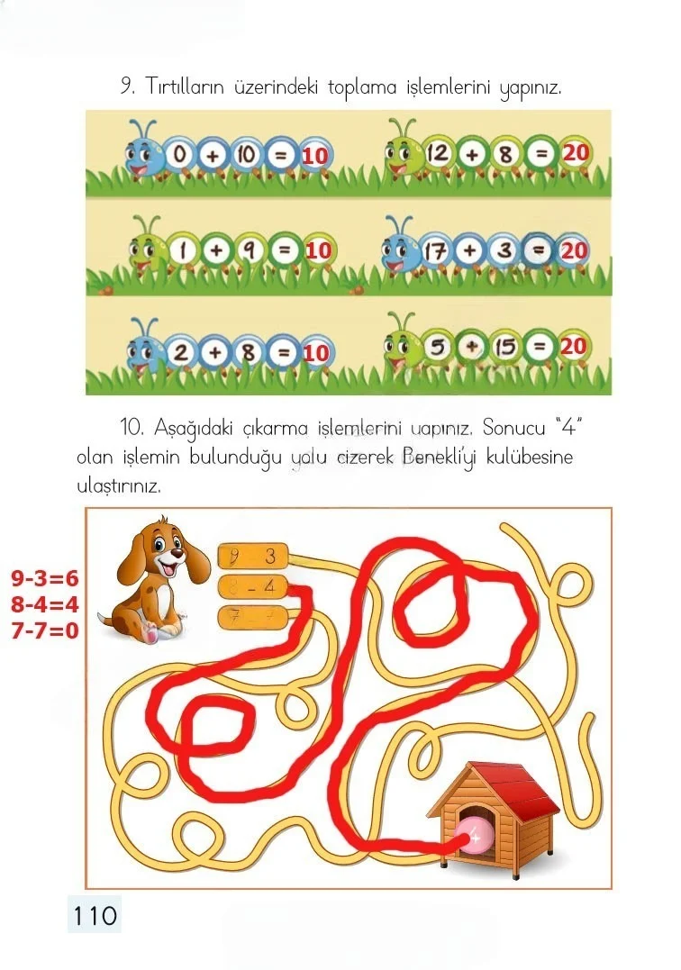 1. Sınıf Matematik Ders Kitabı Cevapları Dizin Yayıncılık Sayfa 110 Çözüm Görseli