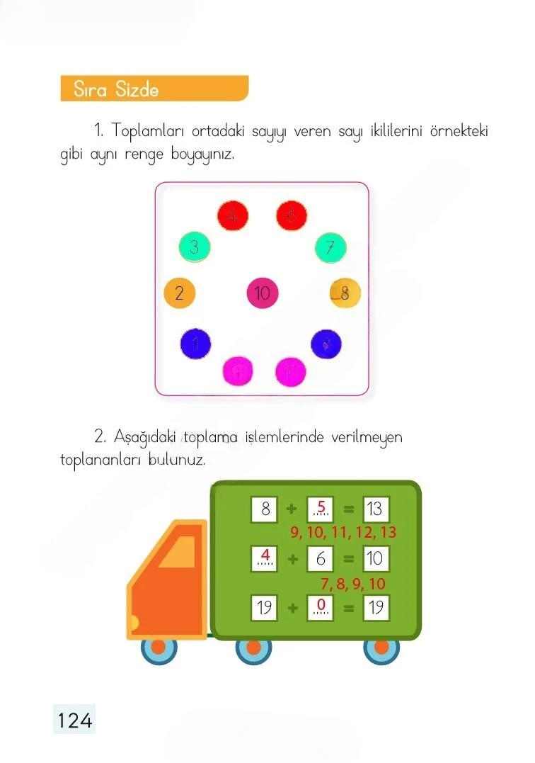 1. Sınıf Matematik Ders Kitabı Cevapları Dizin Yayıncılık Sayfa 124 Çözüm Görseli