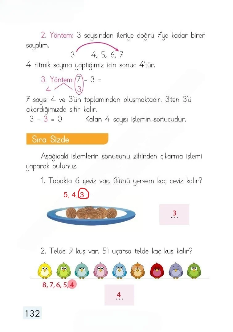 1. Sınıf Matematik Ders Kitabı Cevapları Dizin Yayıncılık Sayfa 132 Çözüm Görseli