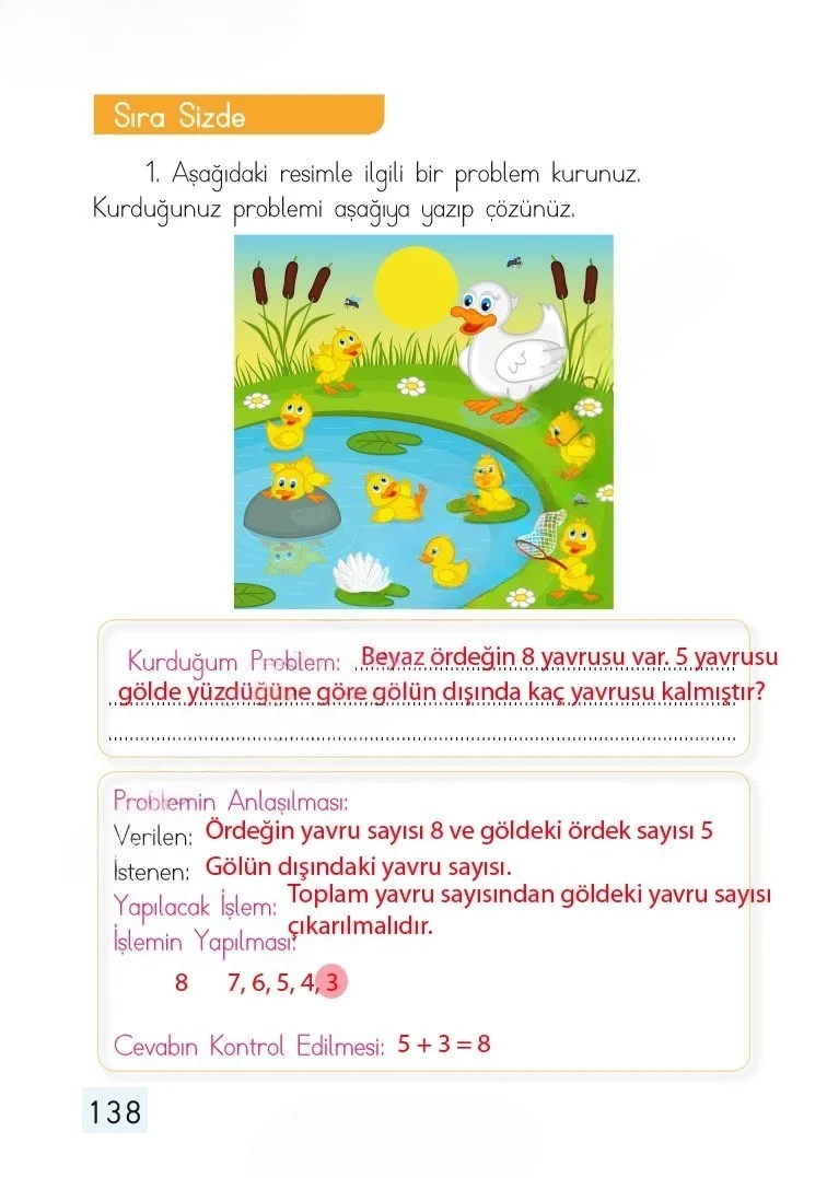 1. Sınıf Matematik Ders Kitabı Cevapları Dizin Yayıncılık Sayfa 138 Çözüm Görseli