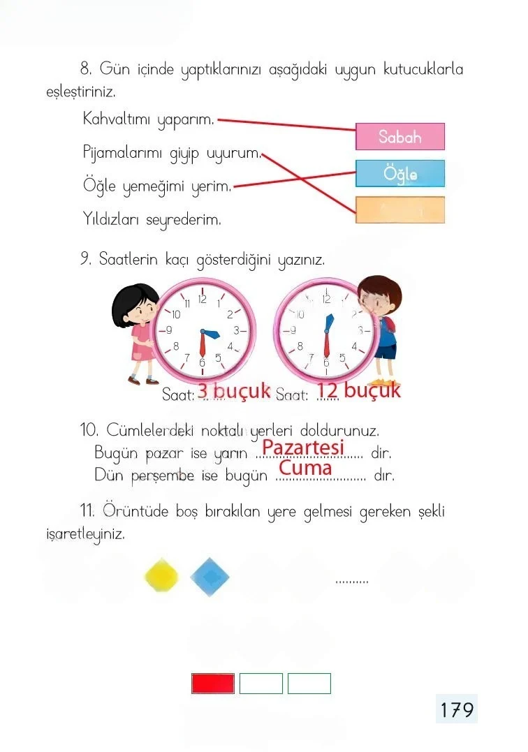 1. Sınıf Matematik Ders Kitabı Cevapları Dizin Yayıncılık Sayfa 179 Çözüm Görseli