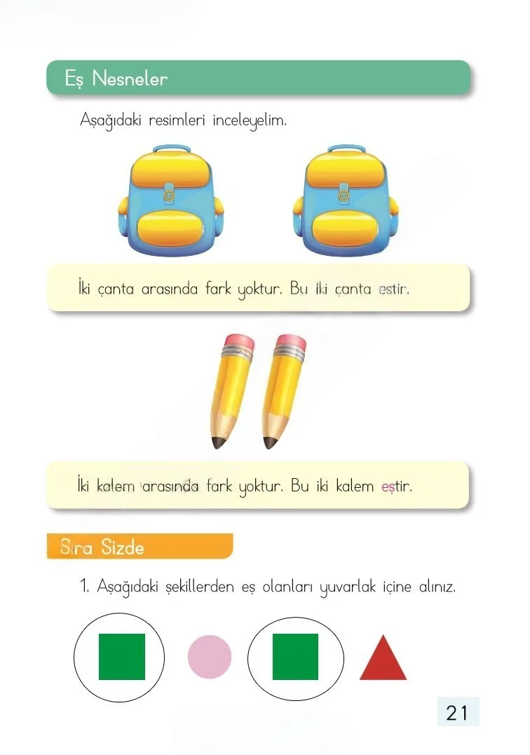 1. Sınıf Matematik Ders Kitabı Cevapları Dizin Yayıncılık Sayfa 21 Çözüm Görseli