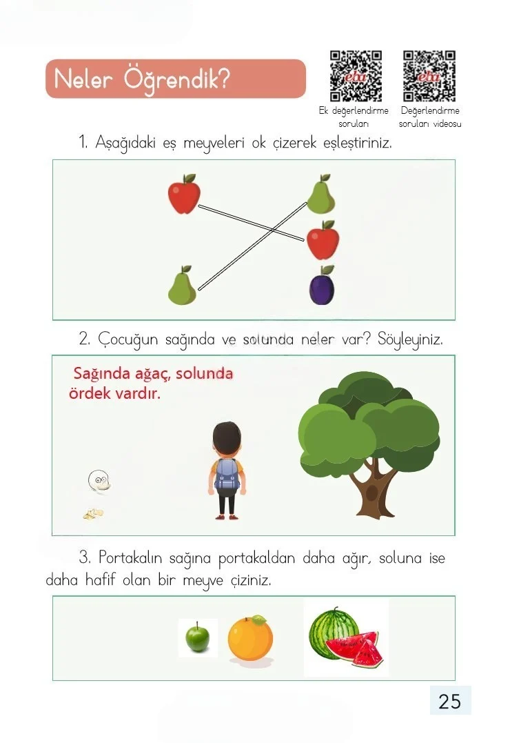1. Sınıf Matematik Ders Kitabı Cevapları Dizin Yayıncılık Sayfa 25 Çözüm Görseli