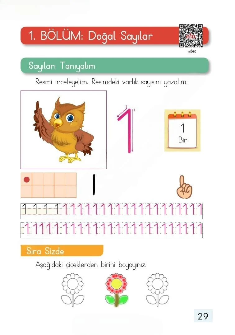 1. Sınıf Matematik Ders Kitabı Cevapları Dizin Yayıncılık Sayfa 29 Çözüm Görseli