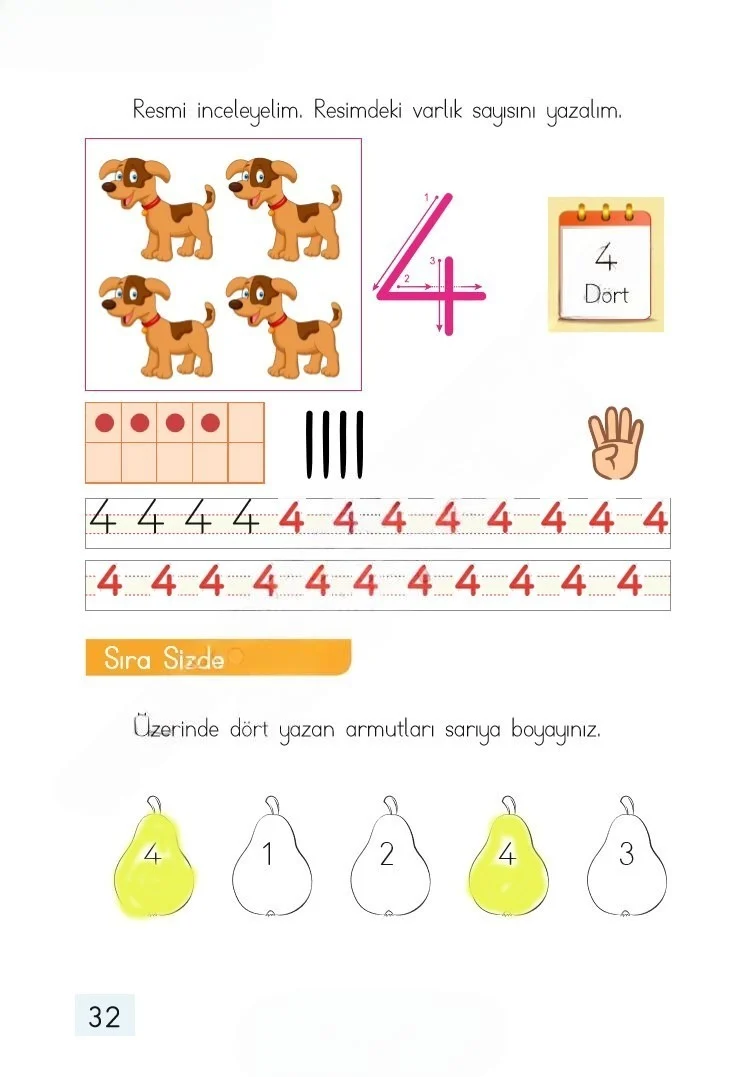 1. Sınıf Matematik Ders Kitabı Cevapları Dizin Yayıncılık Sayfa 32 Çözüm Görseli