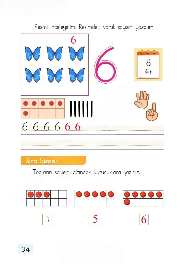 1. Sınıf Matematik Ders Kitabı Cevapları Dizin Yayıncılık Sayfa 34 Çözüm Görseli