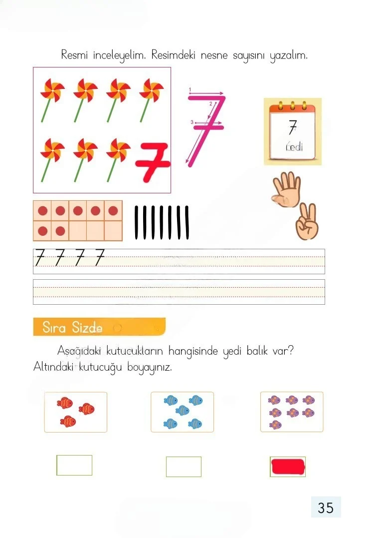 1. Sınıf Matematik Ders Kitabı Cevapları Dizin Yayıncılık Sayfa 35 Çözüm Görseli