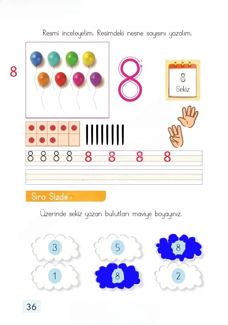 1. Sınıf Matematik Ders Kitabı Cevapları Dizin Yayıncılık Sayfa 36 Çözüm Görseli