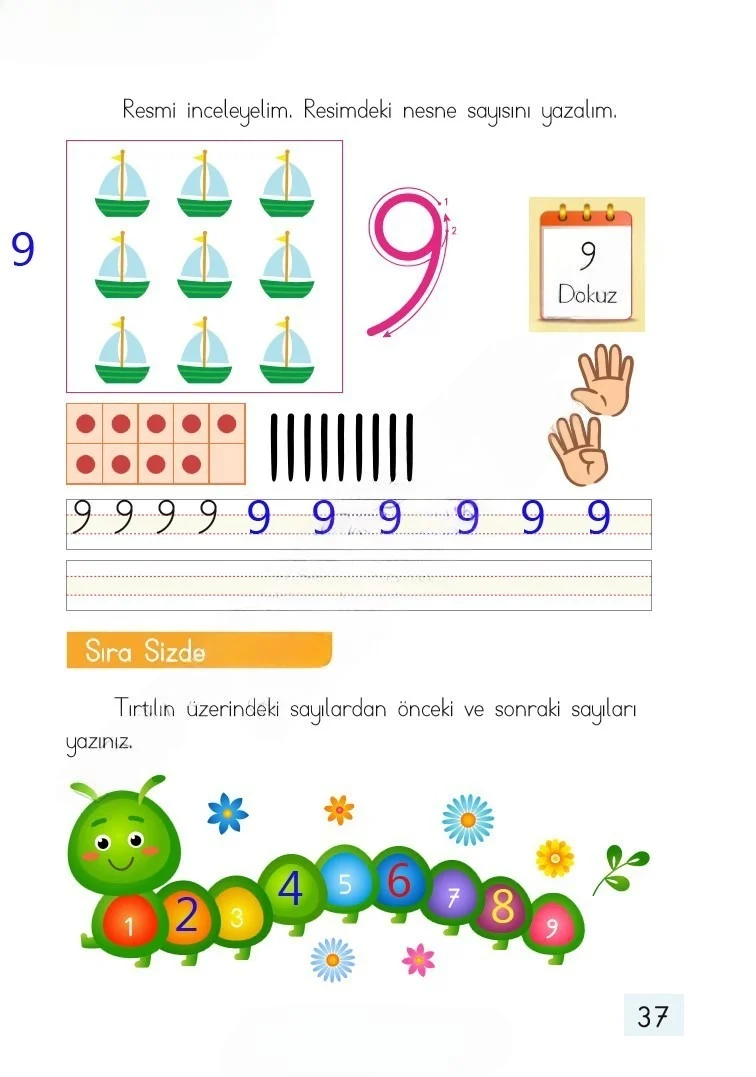 1. Sınıf Matematik Ders Kitabı Cevapları Dizin Yayıncılık Sayfa 37 Çözüm Görseli