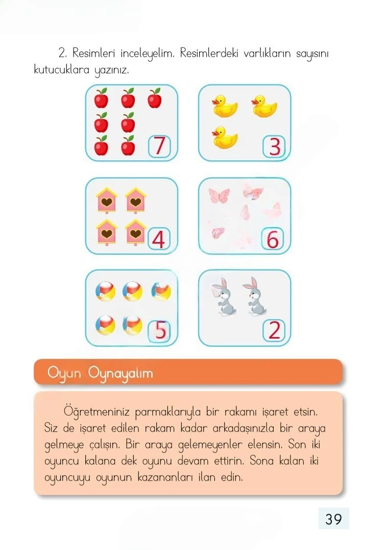 1. Sınıf Matematik Ders Kitabı Cevapları Dizin Yayıncılık Sayfa 39 Çözüm Görseli