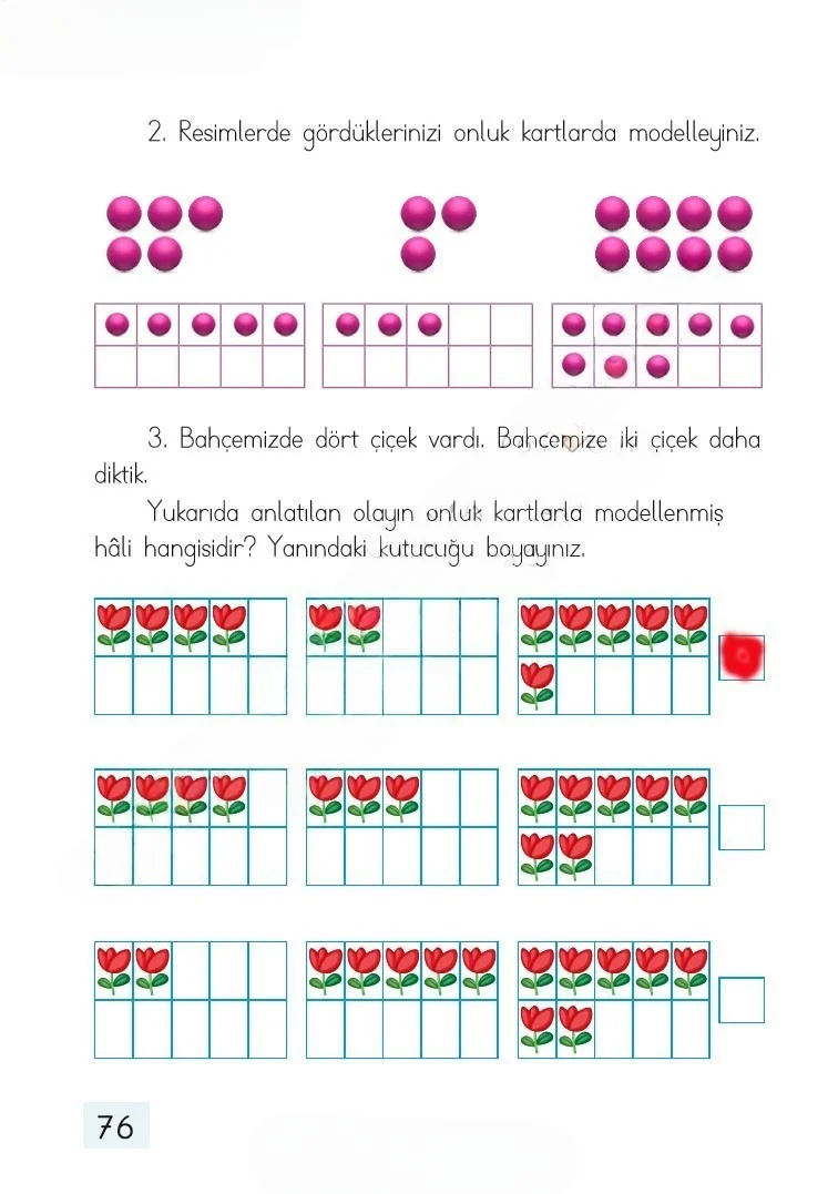 1. Sınıf Matematik Ders Kitabı Cevapları Dizin Yayıncılık Sayfa 76 Çözüm Görseli