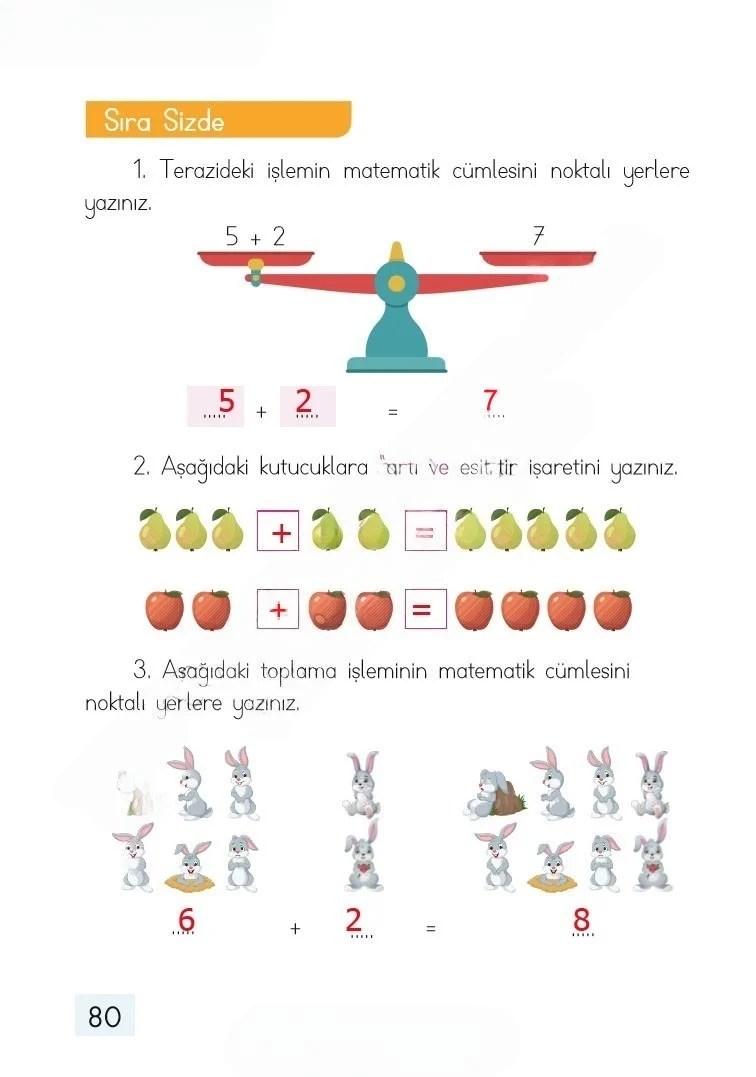 1. Sınıf Matematik Ders Kitabı Cevapları Dizin Yayıncılık Sayfa 80 Çözüm Görseli