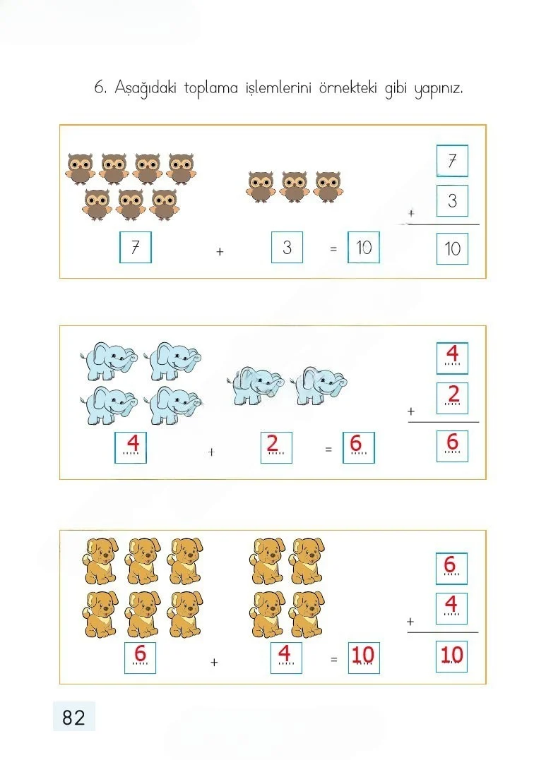 1. Sınıf Matematik Ders Kitabı Cevapları Dizin Yayıncılık Sayfa 82 Çözüm Görseli