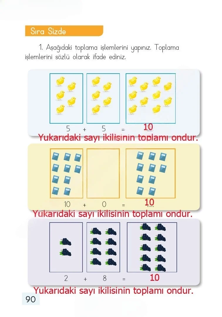 1. Sınıf Matematik Ders Kitabı Cevapları Dizin Yayıncılık Sayfa 90 Çözüm Görseli